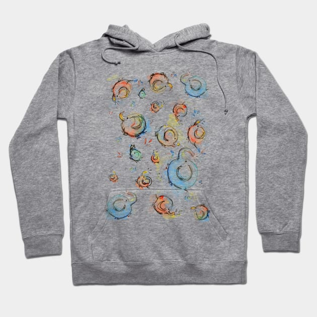 Cute Elephant Watercolor Pattern Hoodie by Olechka